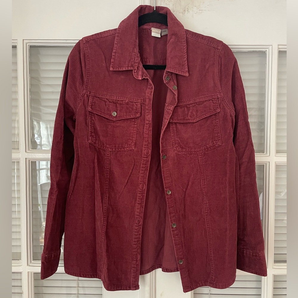 Burgundy Corduroy Button Up Jacket